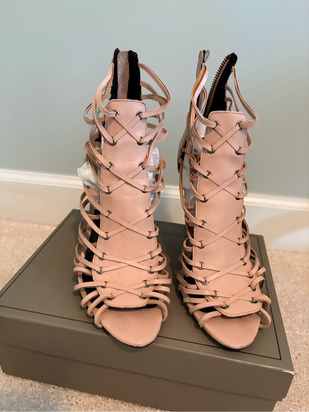 Zara Pale Pink Strappy Gladiator Heels